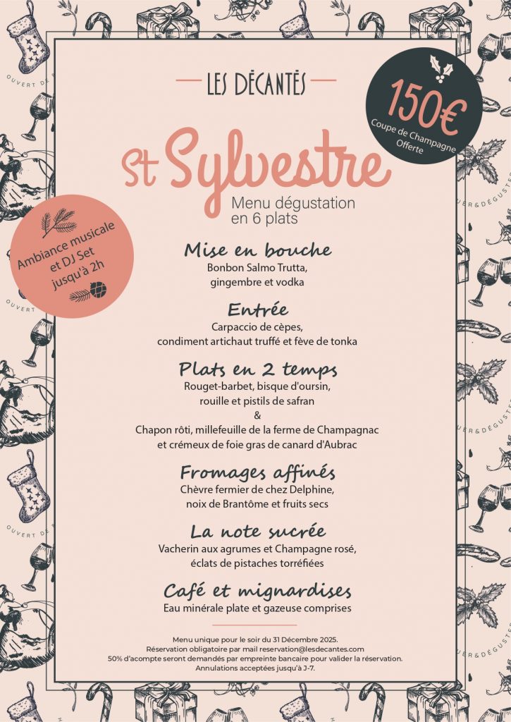 Réveillon Nouvel An 2026 Les Décantés Bordeaux ambiance dîner